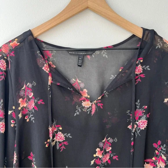 WHBM Bell-Sleeve Floral Printed Soft Dress XL - Picture 4 of 9